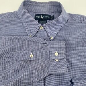 Ralph Lauren Yarmouth Men's Blue Houndstooth Button Down Shirt‎